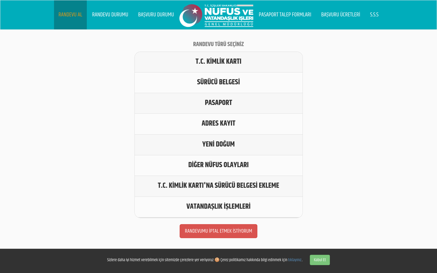 Nüfus Randevu Portalı